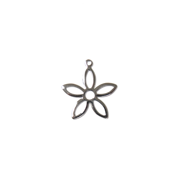 Flower Charm, Stainless Steel - 1 piece