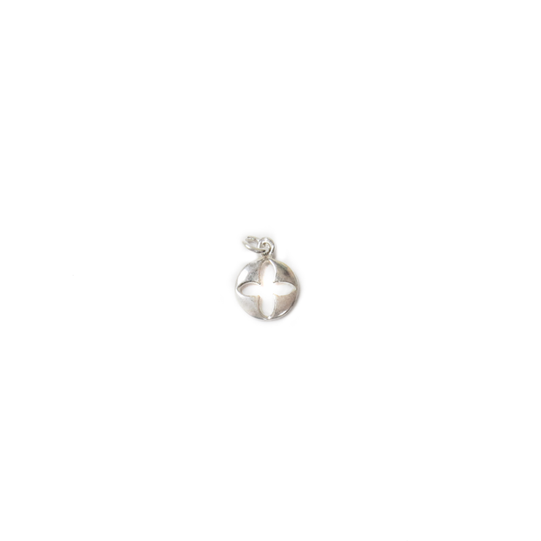 Flower Charm, Sterling Sillver, 8mm - 1 piece