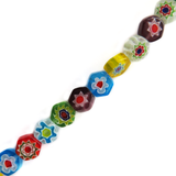 Flower Millefiori, Multicolor, 6mm; 1 strand