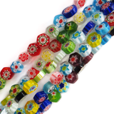 Flower Millefiori, Multicolor, 6mm; 1 strand