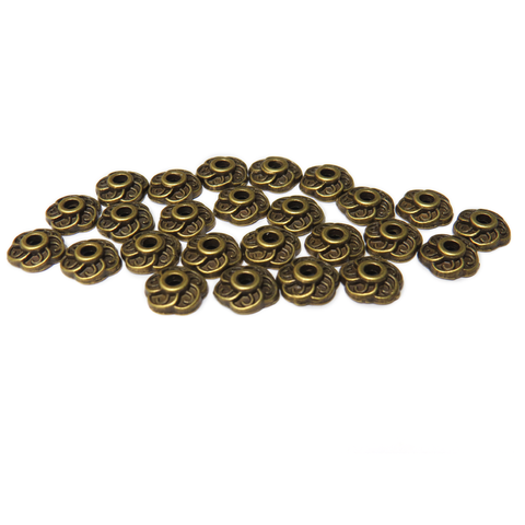 Flower Spacer, Antique Bronze, 9mm; 25 pieces