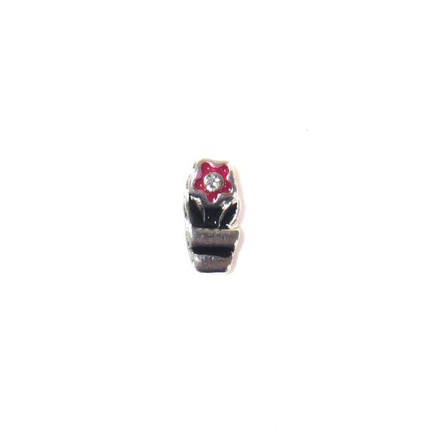 Flower Pot with Rhinestone - Floating Charm