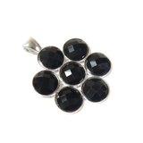Black Flower Resin Pendant - Silver