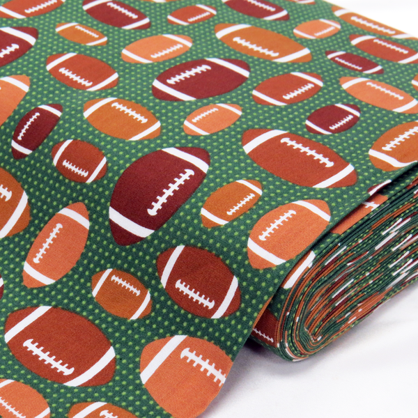 FootBall Cotton Print Fabric, Green, 45" Wide- 1 Yard