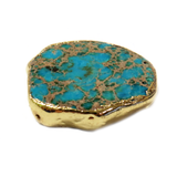 Turquoise Free Form Imperial Jasper Bead, Gold, 33mm - 1 piece