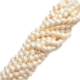 8mm; Potato, Fresh Water Pearl, Large Hole 2mm - 1 Strand
