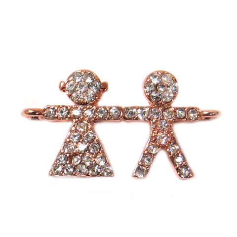 Boy & Girl Rhinestone Connector; Rose Gold