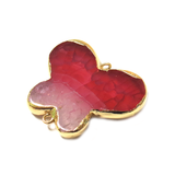 Fuschia Butterfly Agate Connector - Gold