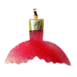 Fuschia Dolphin Tail Agate Pendant, Gold, 61x40mm - 1 piece