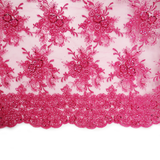 Aslee, Embroidered Lace, Fuschia, 54" Wide- 1 Yard