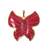 Fuschia Butterfly Agate Pendant, Gold, 45x45mm - 1 piece