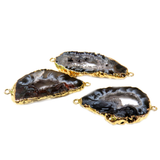 Druzy Geode Slice Connector, Gold, 24x32mm; 1 piece