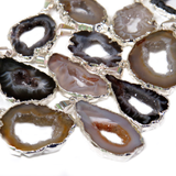 Druzy Geode Slice Pendant; Silver, 20x30mm - 1 piece