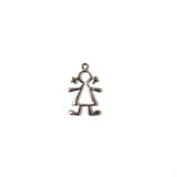 Cute Girl Charm, Silver, 26x16mm - 1 piece