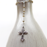 4mm Glass Pearl Italian Rosary, Light Bronze, 15" Long; 1 piece