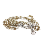 4mm Glass Pearl Italian Rosary, Light Bronze, 15" Long; 1 piece