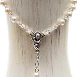 4mm Glass Pearl Italian Rosary, White, 16" Long; 1 piece