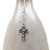 4mm Glass Pearl Italian Rosary, White, 16" Long; 1 piece