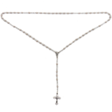 4mm Glass Pearl Italian Rosary, White, 16" Long; 1 piece