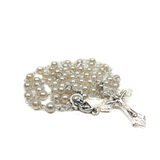 4mm Glass Pearl Italian Rosary, White, 16" Long; 1 piece