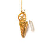 Crystal Quartz Pendulum with Cage - Gold