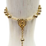 6mm Metal Roses Italian Rosary, Gold, 17" Long; 1 piece