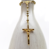 6mm Metal Roses Italian Rosary, Gold, 17" Long; 1 piece