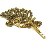 6mm Metal Roses Italian Rosary, Gold, 17" Long; 1 piece