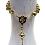 8mm Roses Italian Rosary, Gold, 22" Long; 1 piece