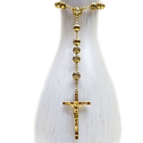 8mm Roses Italian Rosary, Gold, 22" Long; 1 piece