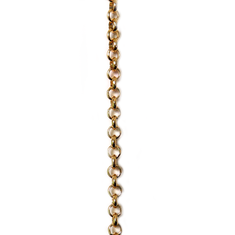 Brass Rolo Chain, Gold, 3.8mm; 1 foot