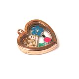 30mm Stainless Steel Heart Locket; Rose Gold