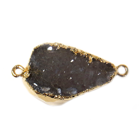 Gray Druzy Connector, Gold, 29x42mm - 1 piece