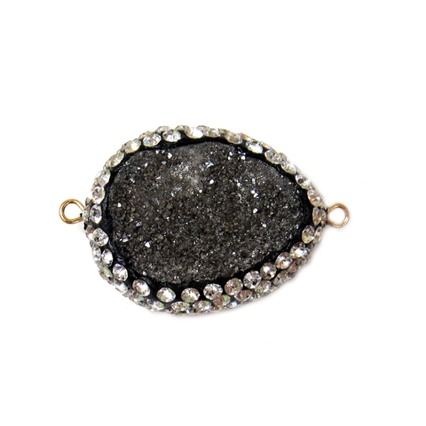 Gray Druzy Rhinestones Connector,29x30mm - 1 piece