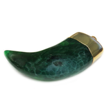 Green Agate Horn Pendant, Gold, 52x21mm; 1 piece