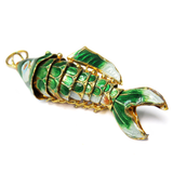 Cloissone Fish, Green, 50x18mm; 1 piece