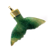 Green Dolphin Tail Agate Pendant, Gold, 61x40mm - 1 piece