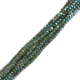 Green AB, Round Faceted Glass Bead, 3mm; 1 strand