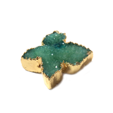 Green Druzy Butterfly Bead - Gold