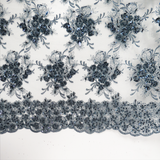 Amber, Embroidered Lace, Grey, 54" Wide- 1 Yard