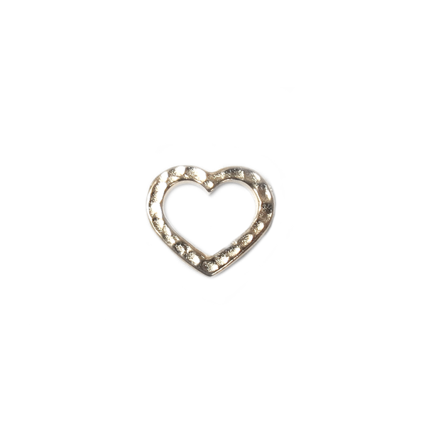 TierraCast, Hammered Heart Link, Rhodium: 13 x 14 mm - 1 piece