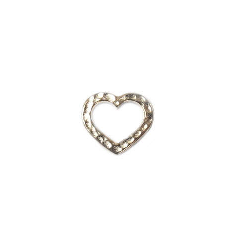 TierraCast, Hammered Heart Link, Rhodium: 13 x 14 mm - 1 piece