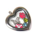 30mm Stainless Steel Heart Locket; Silver