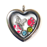 30mm Stainless Steel Heart Locket; Silver