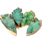 Green Druzy Arrow Head Inrregular Pendant, 44x21mm - 1 piece