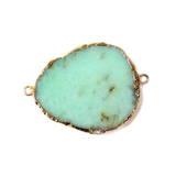 Green Jade Connector, Gold, 46x32mm - 1 piece