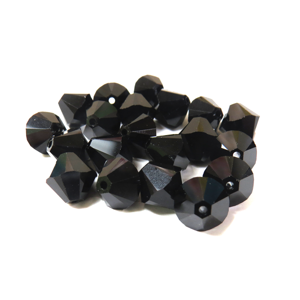 Swarovski Crystal, Bicone, 10MM - Jet; 20pcs