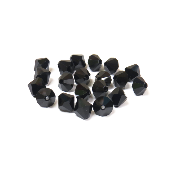 Swarovski Crystal, Bicone, 8mm - Jet; 20 pcs