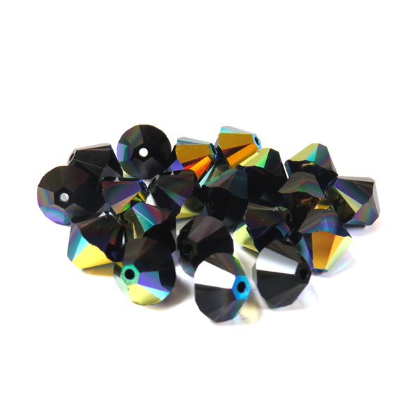 Swarovski Crystal, Bicone, 10MM - Jet AB; 20pcs