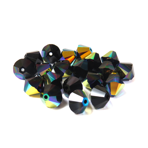 Swarovski Crystal, Bicone, 10MM - Jet AB; 20pcs
